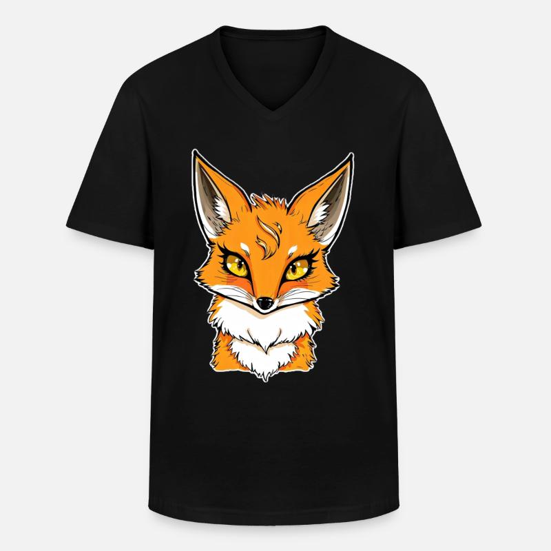 Fuchs - Männer-T-Shirt mit V-Ausschnitt - Schwarz