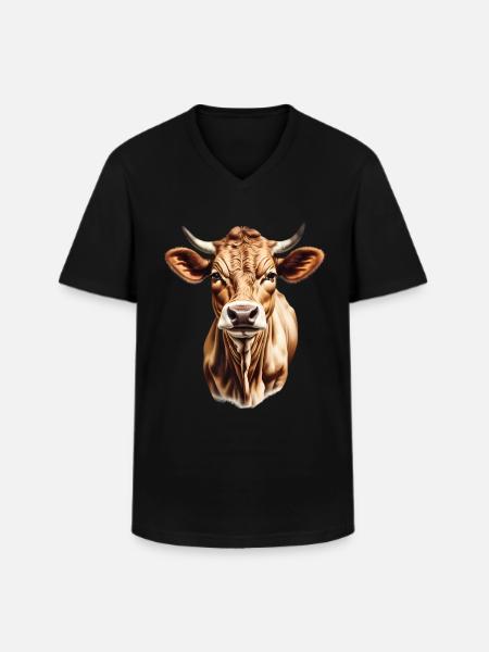 Braune Kuh - Männer-T-Shirt mit V-Ausschnitt - Schwarz