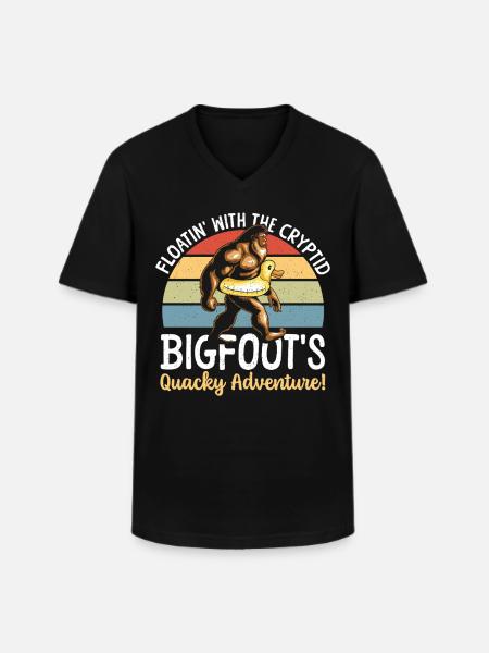 Swimming with Bigfoot rubber duck - Men's V-Neck T-Shirt - black