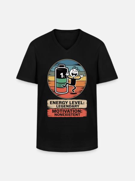 1% battery, 100% sarcasm - Men's V-Neck T-Shirt - black