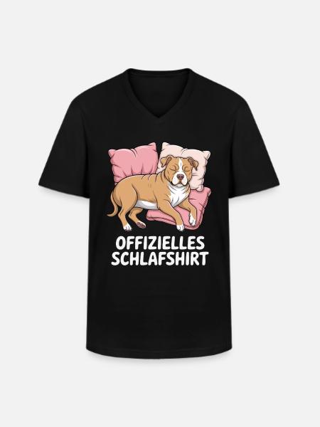Offizielles Schlafshirt pitbull - Männer-T-Shirt mit V-Ausschnitt - Schwarz