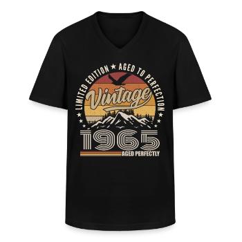 1965 Gift 60th Anniversary 1965 Vintage 1965 - Men's V-Neck T-Shirt - black - Front - AI Model Male 178 dark (178cm)