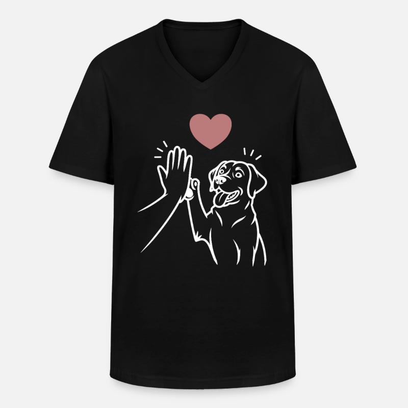 Labrador high five - Männer-T-Shirt mit V-Ausschnitt - Schwarz