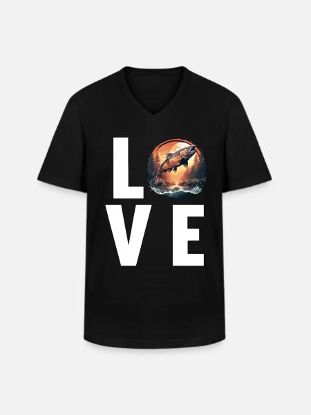 Lachse Lachs - Männer-T-Shirt mit V-Ausschnitt - Schwarz