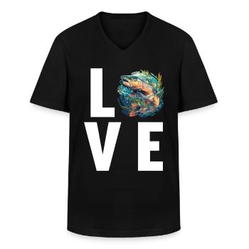 Salmon Salmon - Men's V-Neck T-Shirt - black - Front - AI Model Male 178 dark (178cm)