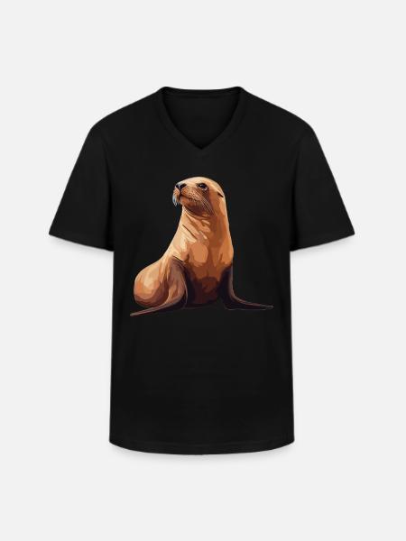 Seelöwen Seelöwe - Männer-T-Shirt mit V-Ausschnitt - Schwarz