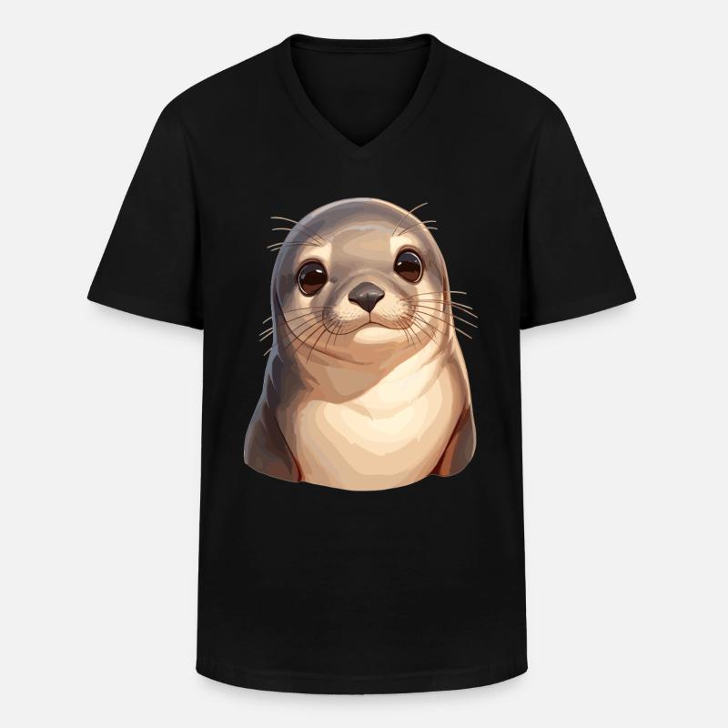Seelöwen Seelöwe - Männer-T-Shirt mit V-Ausschnitt - Schwarz