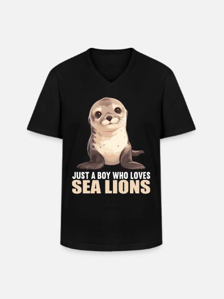 Seelöwen Seelöwe - Männer-T-Shirt mit V-Ausschnitt - Schwarz