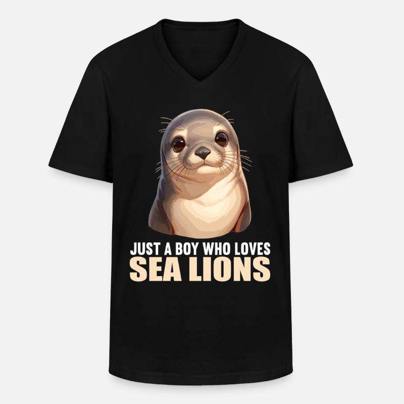 Seelöwen Seelöwe - Männer-T-Shirt mit V-Ausschnitt - Schwarz