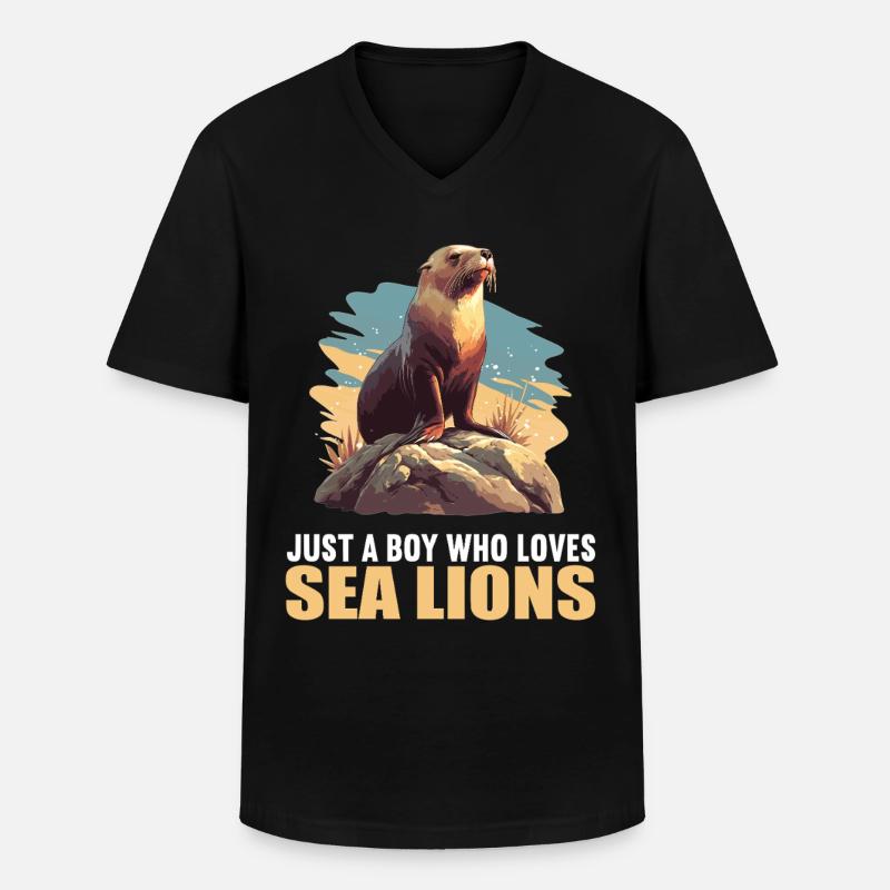 Seelöwen Seelöwe - Männer-T-Shirt mit V-Ausschnitt - Schwarz