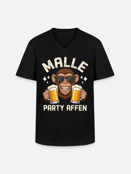Malle Party Affen - Männer-T-Shirt mit V-Ausschnitt - Schwarz