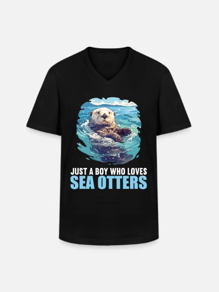 Sea otter - Men's V-Neck T-Shirt - black