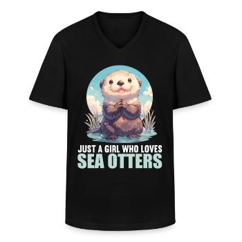 Seeotter - Männer-T-Shirt mit V-Ausschnitt - Schwarz - Vorne - AI Model Male 178 dark (178cm)