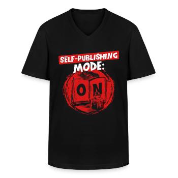 Author Authors Self Publishing Mode On - Men's V-Neck T-Shirt - black - Front - AI Model Male 178 dark (178cm)