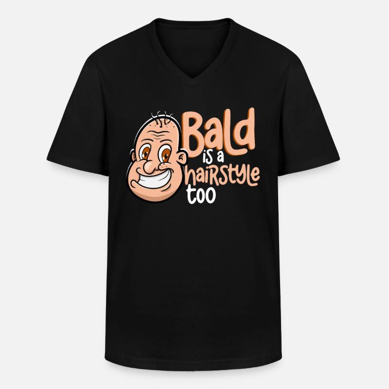 Glatze Haarausfall Glatzkopf - Männer-T-Shirt mit V-Ausschnitt - Schwarz