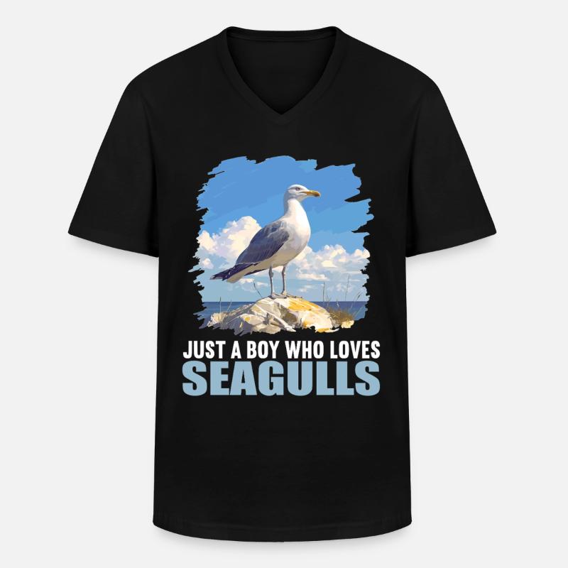 Möwen Möwe - Männer-T-Shirt mit V-Ausschnitt - Schwarz