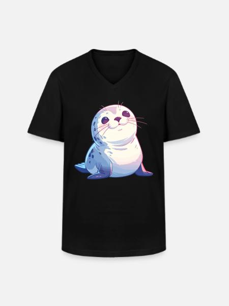 Joints, Phoque - T-shirt col V Homme - noir