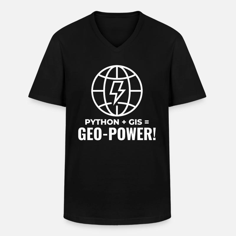 Python SIG Géo-Puissance Programmation Géospatial - T-shirt col V Homme - noir