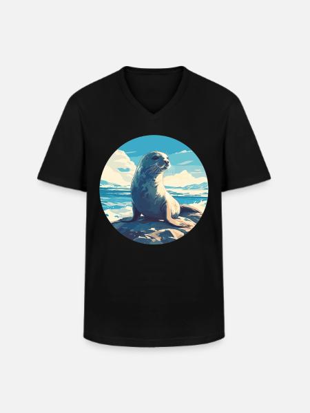Joints, Phoque - T-shirt col V Homme - noir