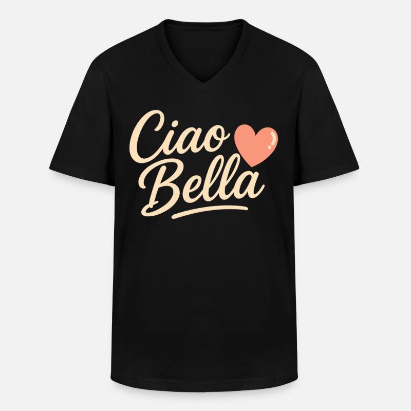 Ciao Bella - Männer-T-Shirt mit V-Ausschnitt - Schwarz