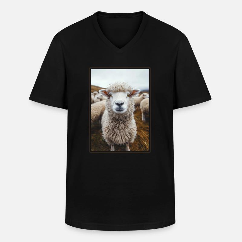 Schafe Schaf - Männer-T-Shirt mit V-Ausschnitt - Schwarz