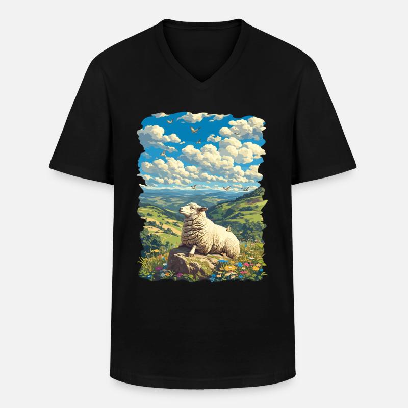 Schafe Schaf - Männer-T-Shirt mit V-Ausschnitt - Schwarz