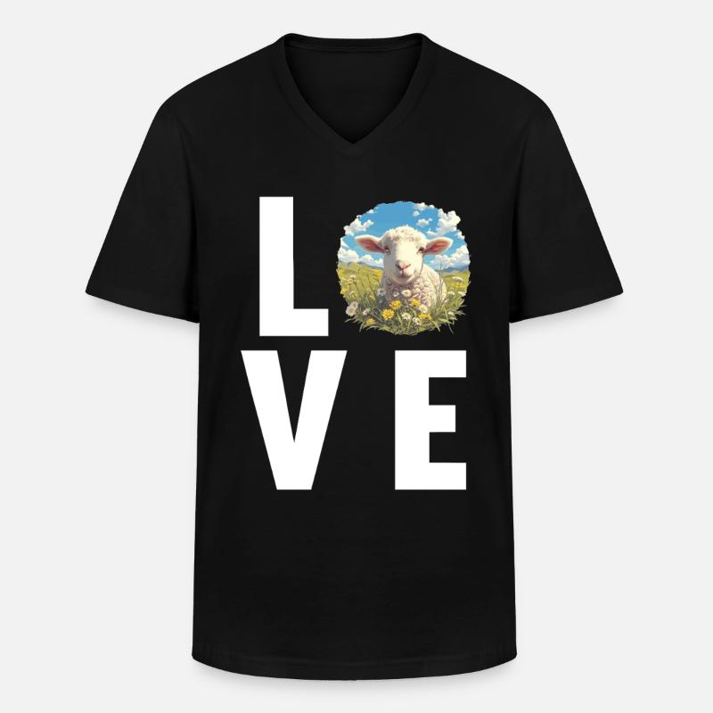 Schafe Schaf - Männer-T-Shirt mit V-Ausschnitt - Schwarz