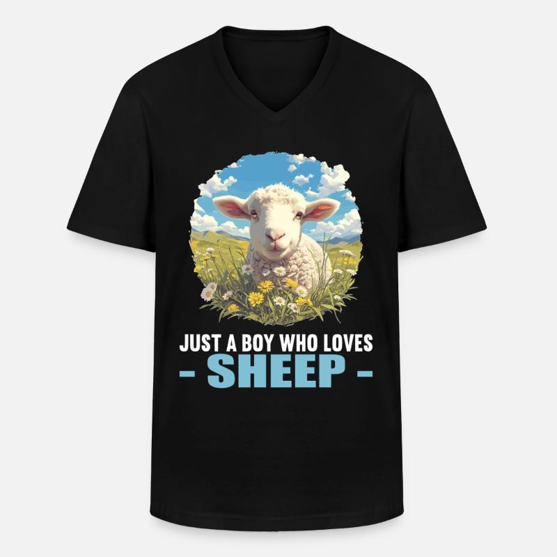 Schafe Schaf - Männer-T-Shirt mit V-Ausschnitt - Schwarz