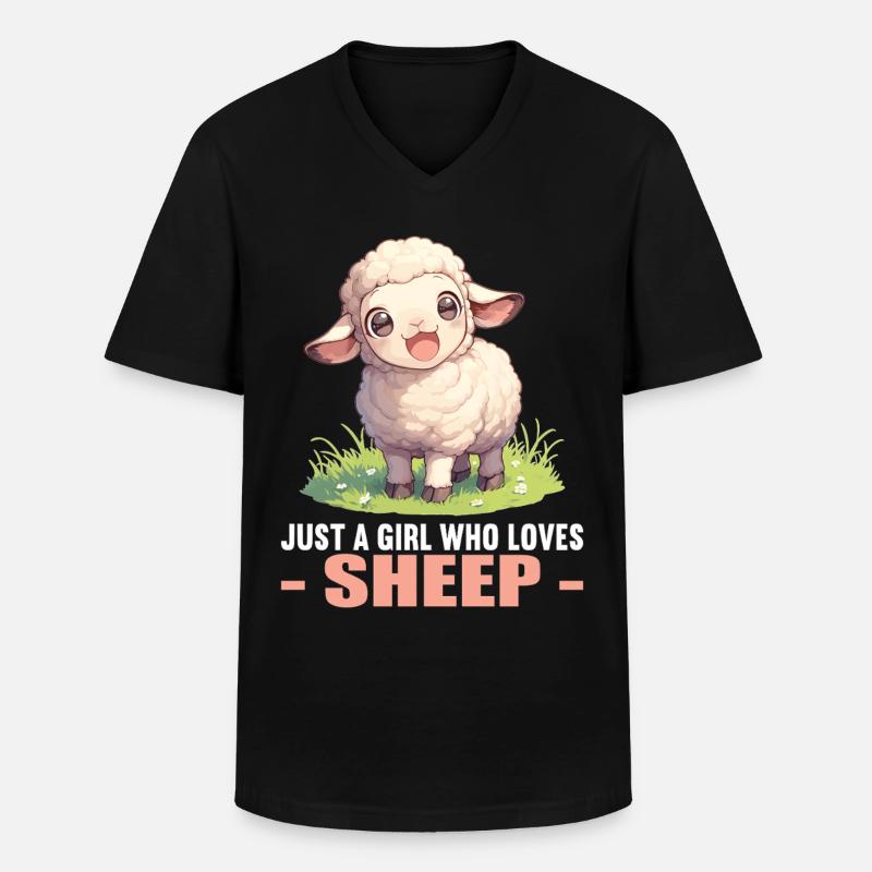 Schafe Schaf - Männer-T-Shirt mit V-Ausschnitt - Schwarz