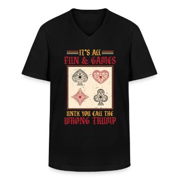 Bridge-spelare - T-shirt med V-ringning herr - svart - Fram - AI Model Male 178 dark (178cm)