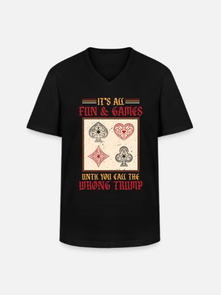 Bridge speler - Klassiek mannen T-shirt met V-hals - zwart