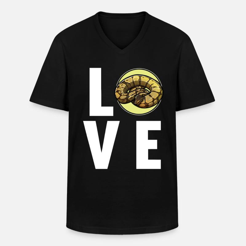 Ball Python Königspythons Königspython - Männer-T-Shirt mit V-Ausschnitt - Schwarz