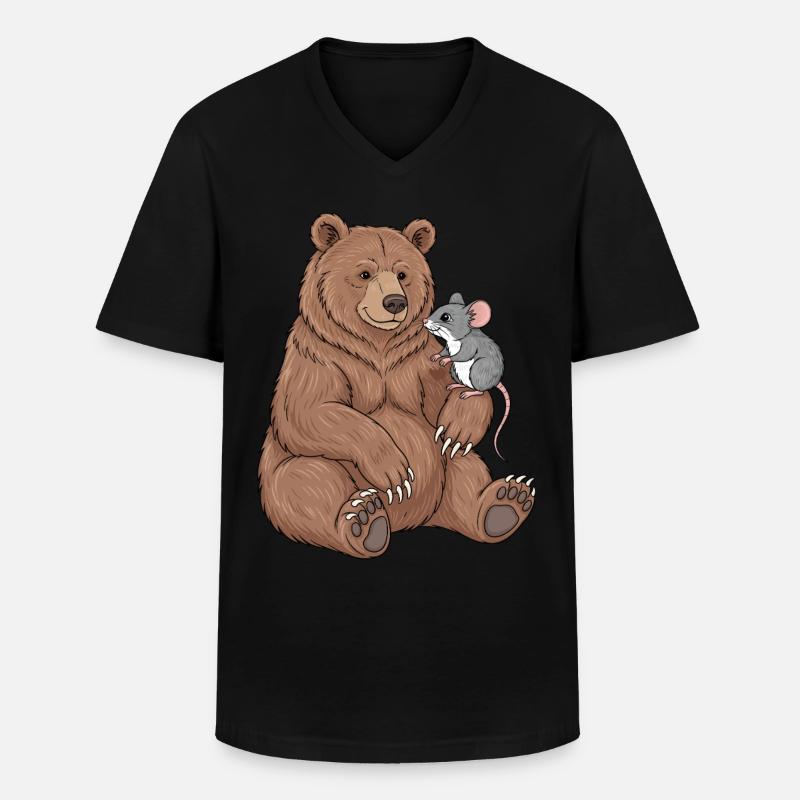 Bär und Maus - Männer-T-Shirt mit V-Ausschnitt - Schwarz