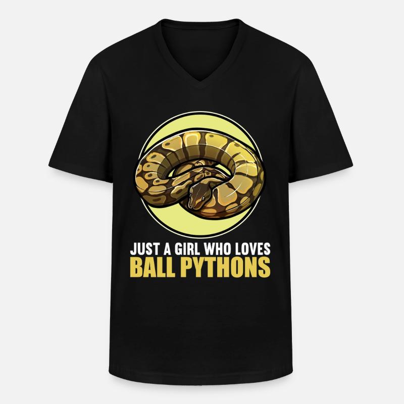 Ball Python Königspythons Königspython - Männer-T-Shirt mit V-Ausschnitt - Schwarz