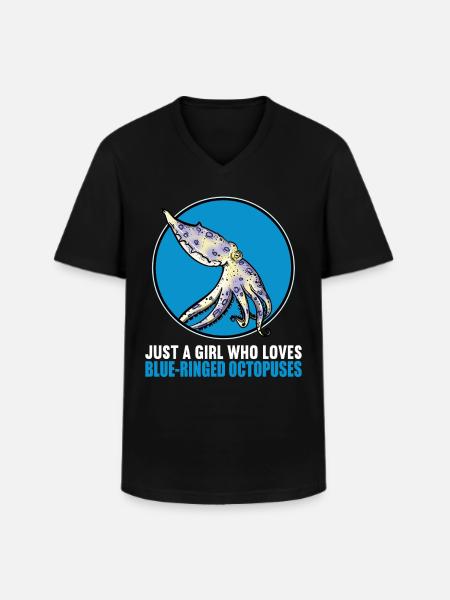 Blue Ringed Octopus Blaugeringelter Krake - Men's V-Neck T-Shirt - black