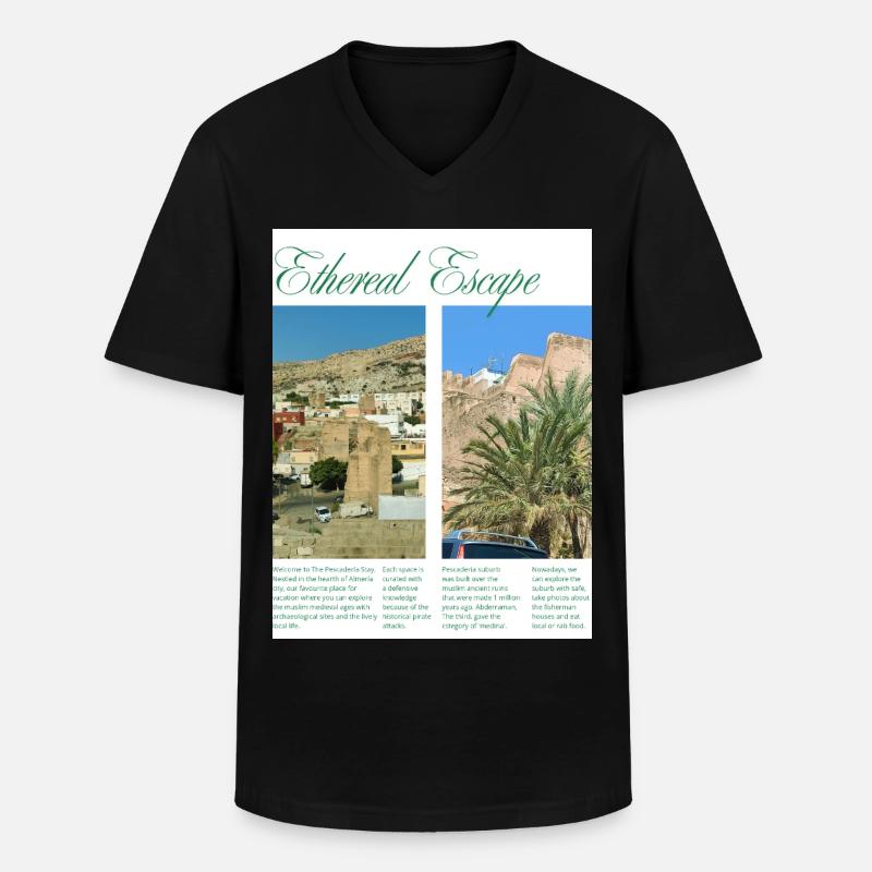 URBEX_PESCADERIA - Männer-T-Shirt mit V-Ausschnitt - Schwarz
