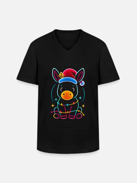 Donkey Elf Christmas Funny Gift - Men's V-Neck T-Shirt - black