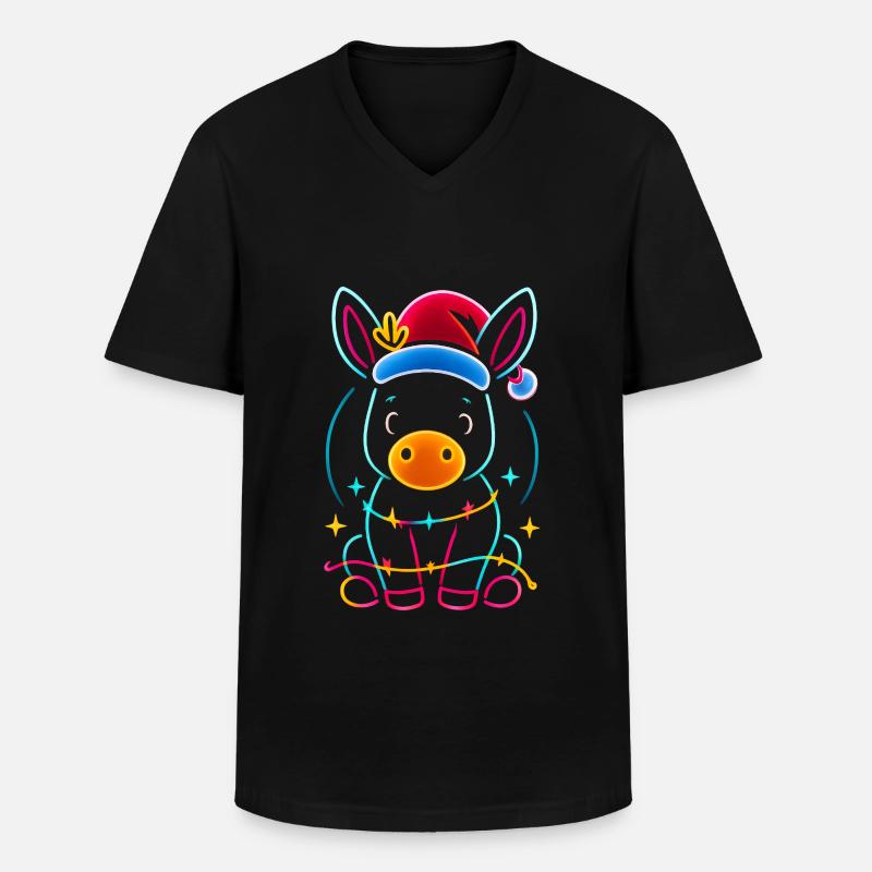 Esel Elfe Weihnachten Lustig Geschenk - Männer-T-Shirt mit V-Ausschnitt - Schwarz