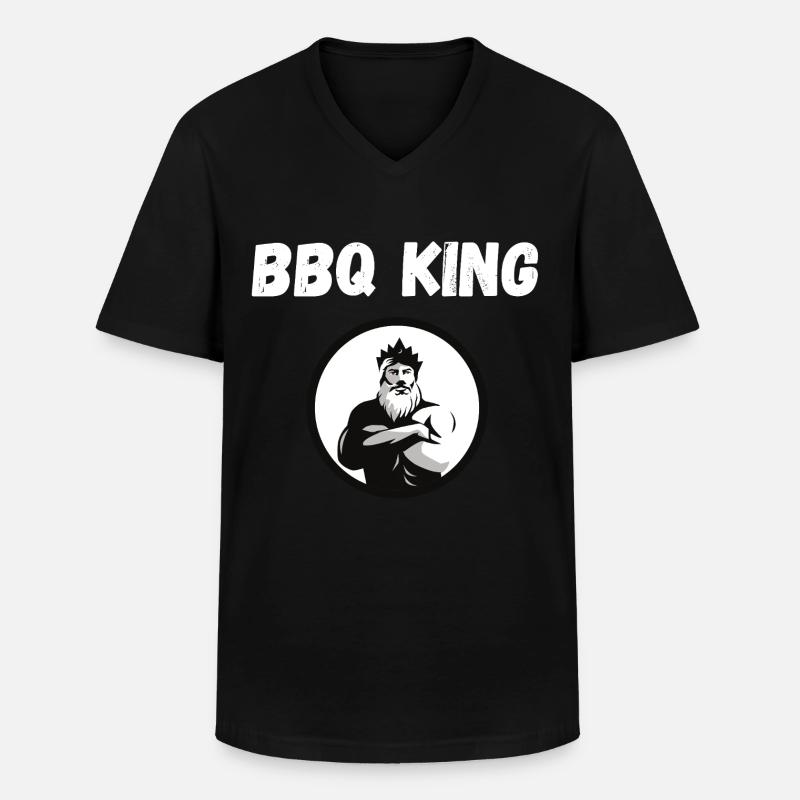 BBQ King - Männer-T-Shirt mit V-Ausschnitt - Schwarz