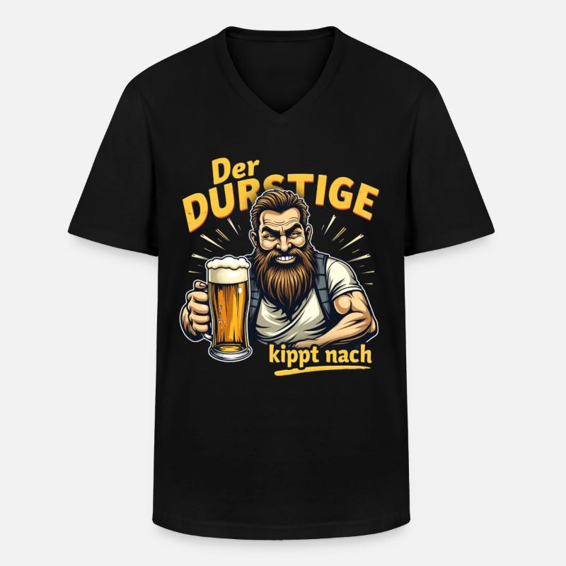 Der Durstige Bierheld - Männer-T-Shirt mit V-Ausschnitt - Schwarz
