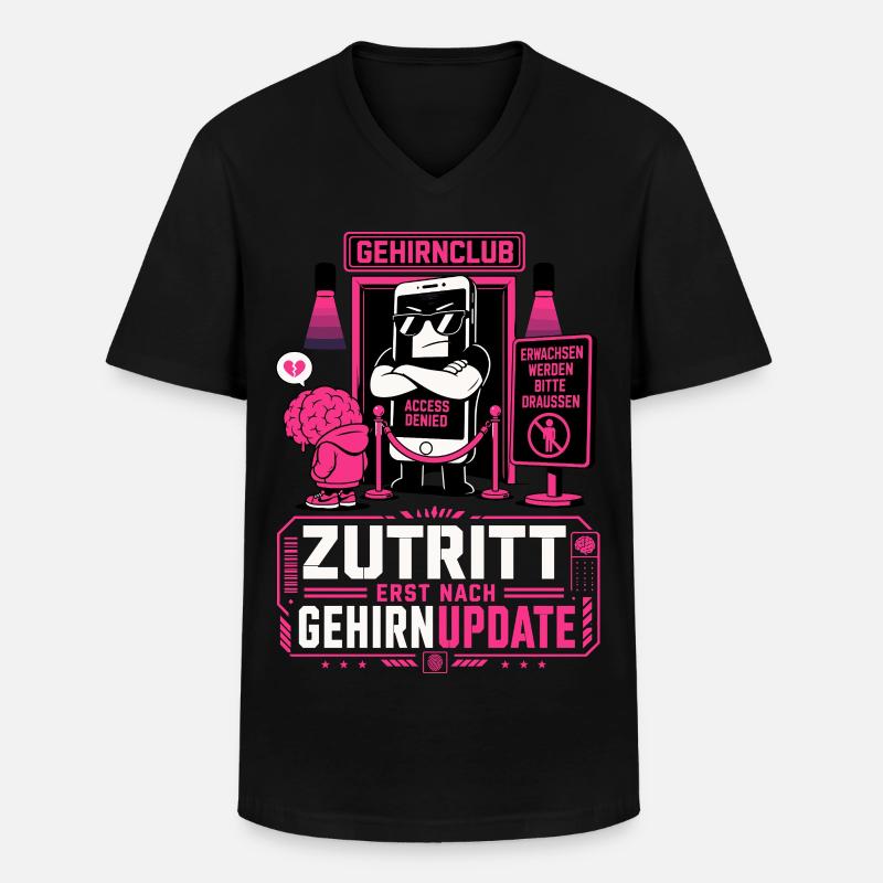 Zutritt erst nach Gehirnupdate - Männer-T-Shirt mit V-Ausschnitt - Schwarz
