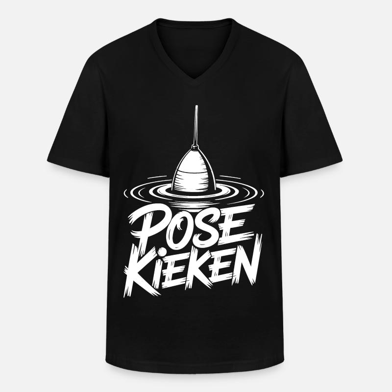 Fischen Pose Humor - Männer-T-Shirt mit V-Ausschnitt - Schwarz