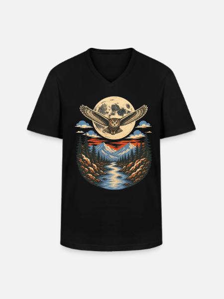 Nachteule - Männer-T-Shirt mit V-Ausschnitt - Schwarz