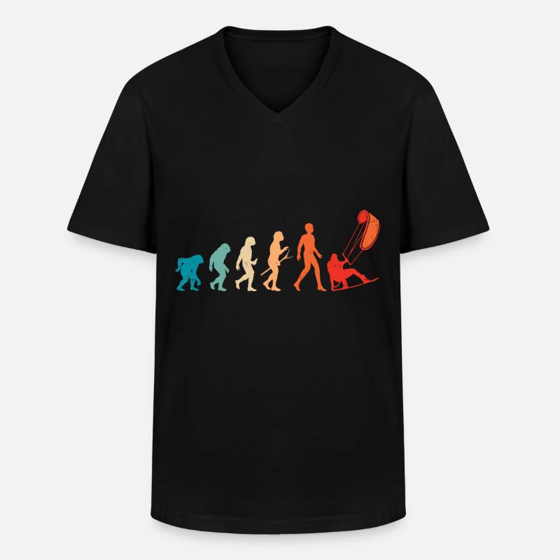 Kiteboarding Evolution Kiteboarder Kitesurfer - Men's V-Neck T-Shirt - black