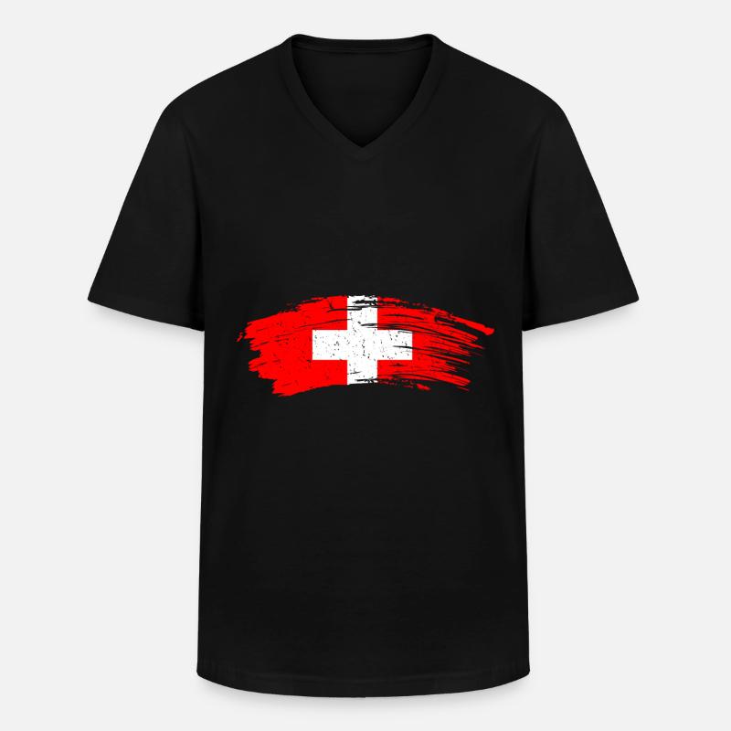 Schweiz - Männer-T-Shirt mit V-Ausschnitt - Schwarz