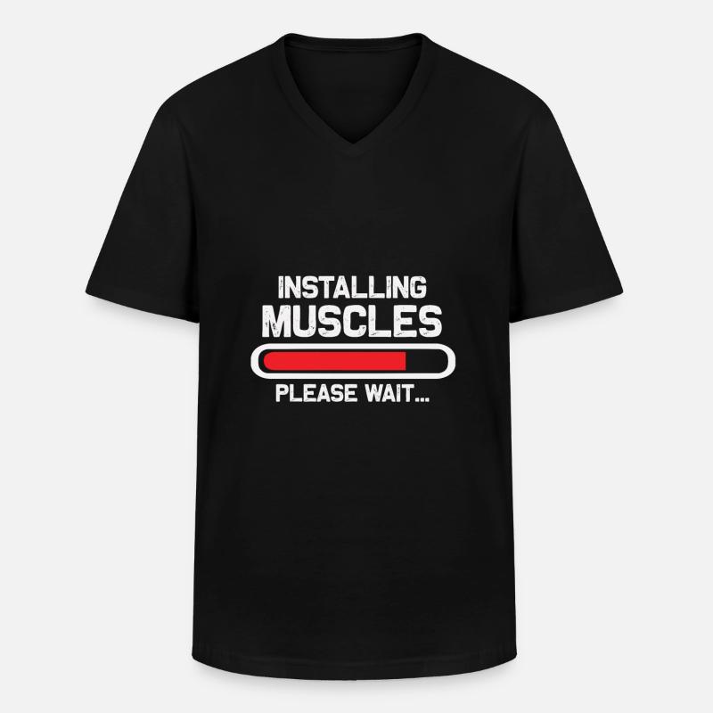 Install muscles - Men's V-Neck T-Shirt - black