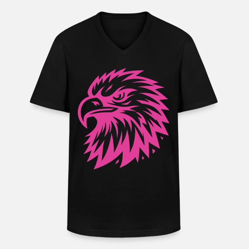 Pinker Adler Design - Männer-T-Shirt mit V-Ausschnitt - Schwarz