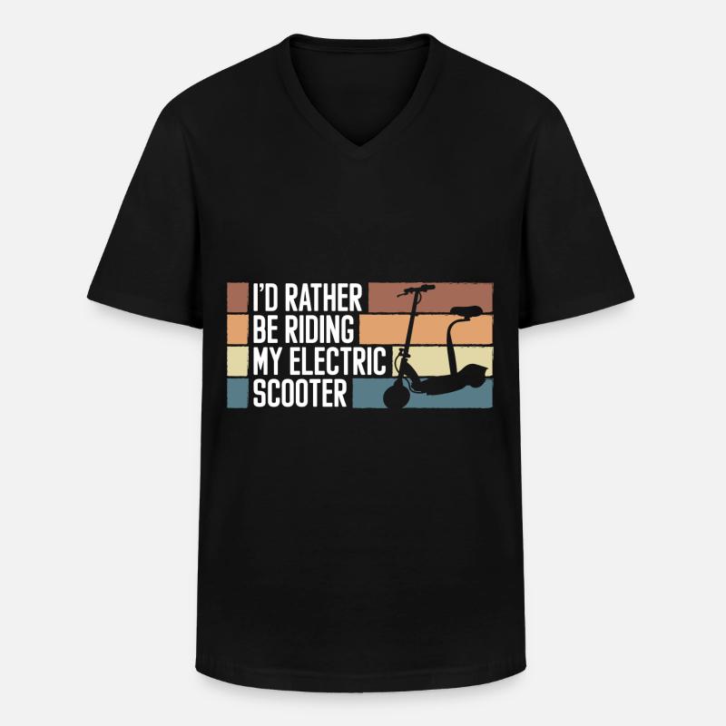 Rollerfahrer E-Roller Hybrid - Männer-T-Shirt mit V-Ausschnitt - Schwarz