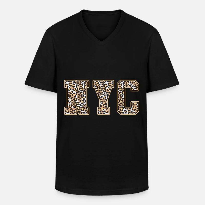 New York Leo Muster - Männer-T-Shirt mit V-Ausschnitt - Schwarz