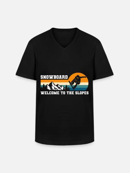 Pista de nieve Snowboarder - Camiseta con cuello de pico hombre - negro